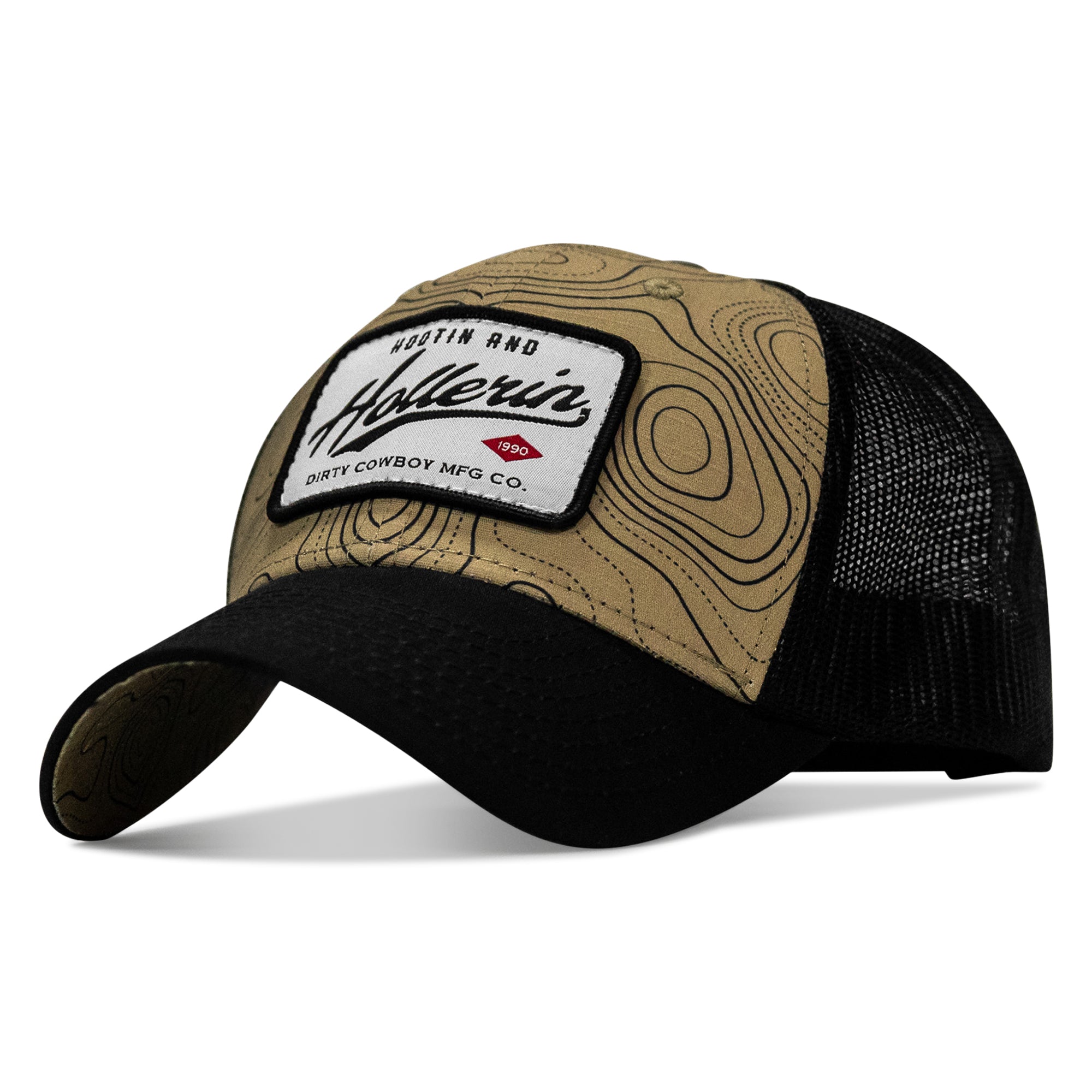 Hootin And Hollerin Patch Original Ripstop Classic Snapback Hat - DIRTY COWBOY MFG
#color_black-tan-topography 
