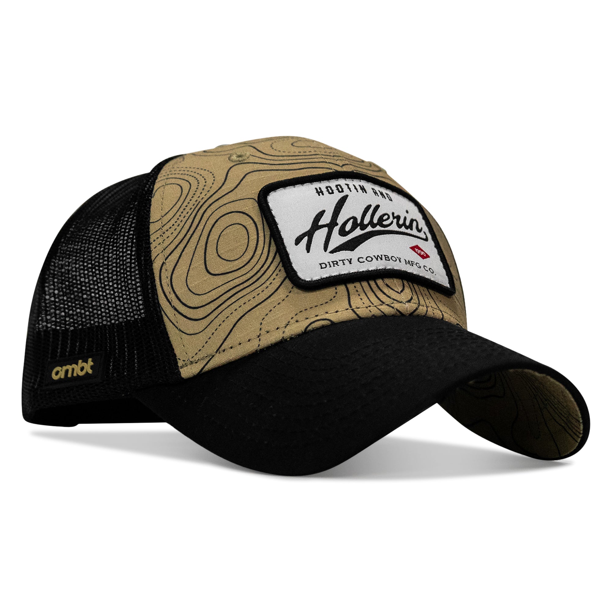 Hootin And Hollerin Patch Original Ripstop Classic Snapback Hat - DIRTY COWBOY MFG
#color_black-tan-topography 