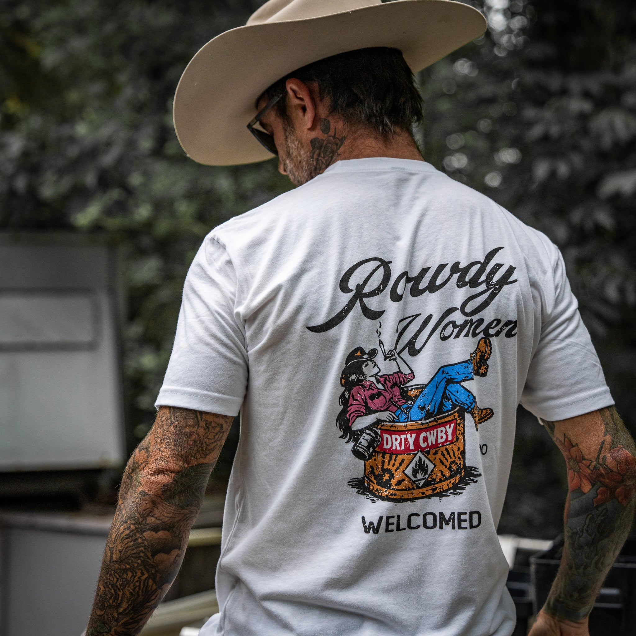 Rowdy Women Welcomed Men's T-Shirt - DIRTY COWBOY MFG #color_white