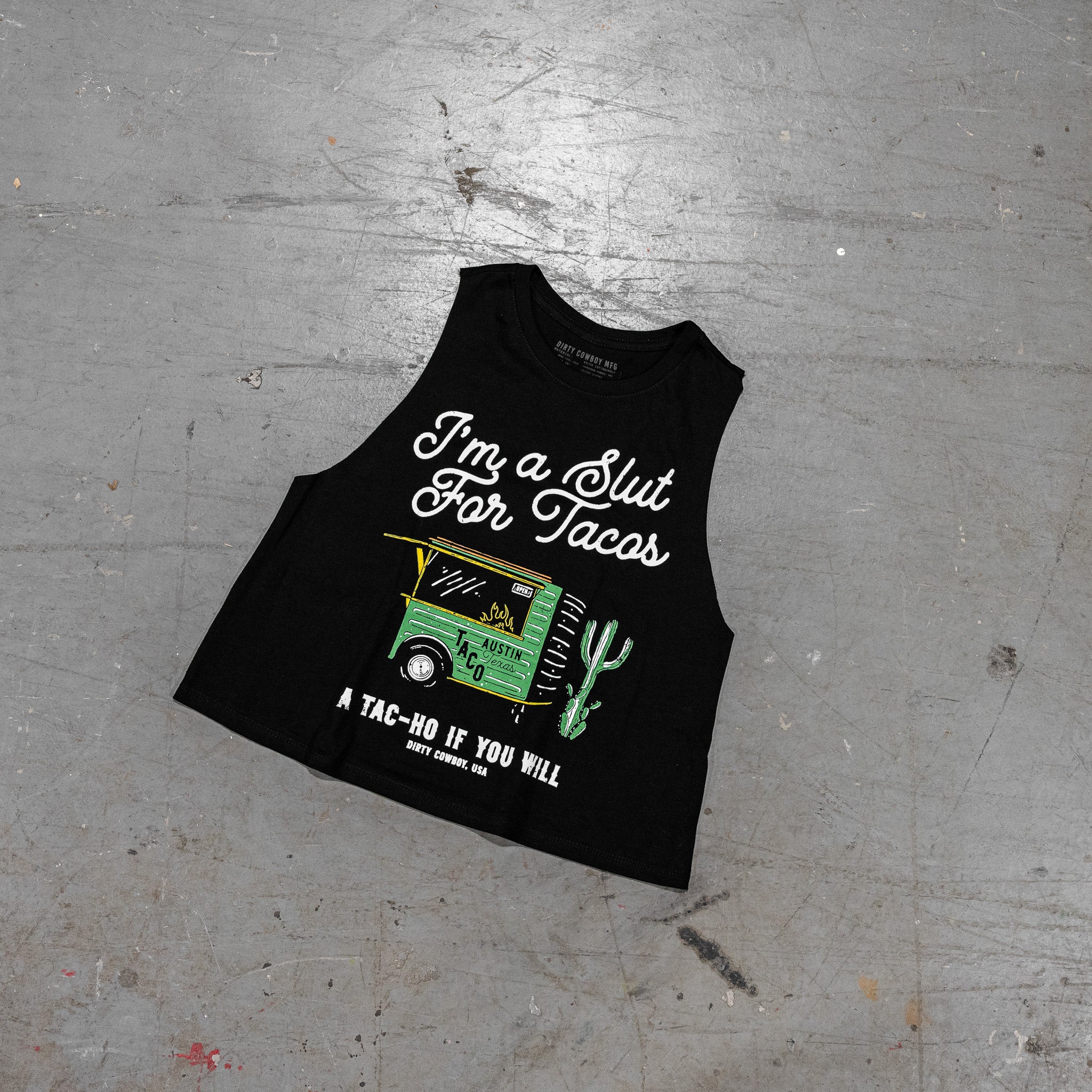 Slut For Taco's Women's Crop Tank - DIRTY COWBOY MFG #color_black