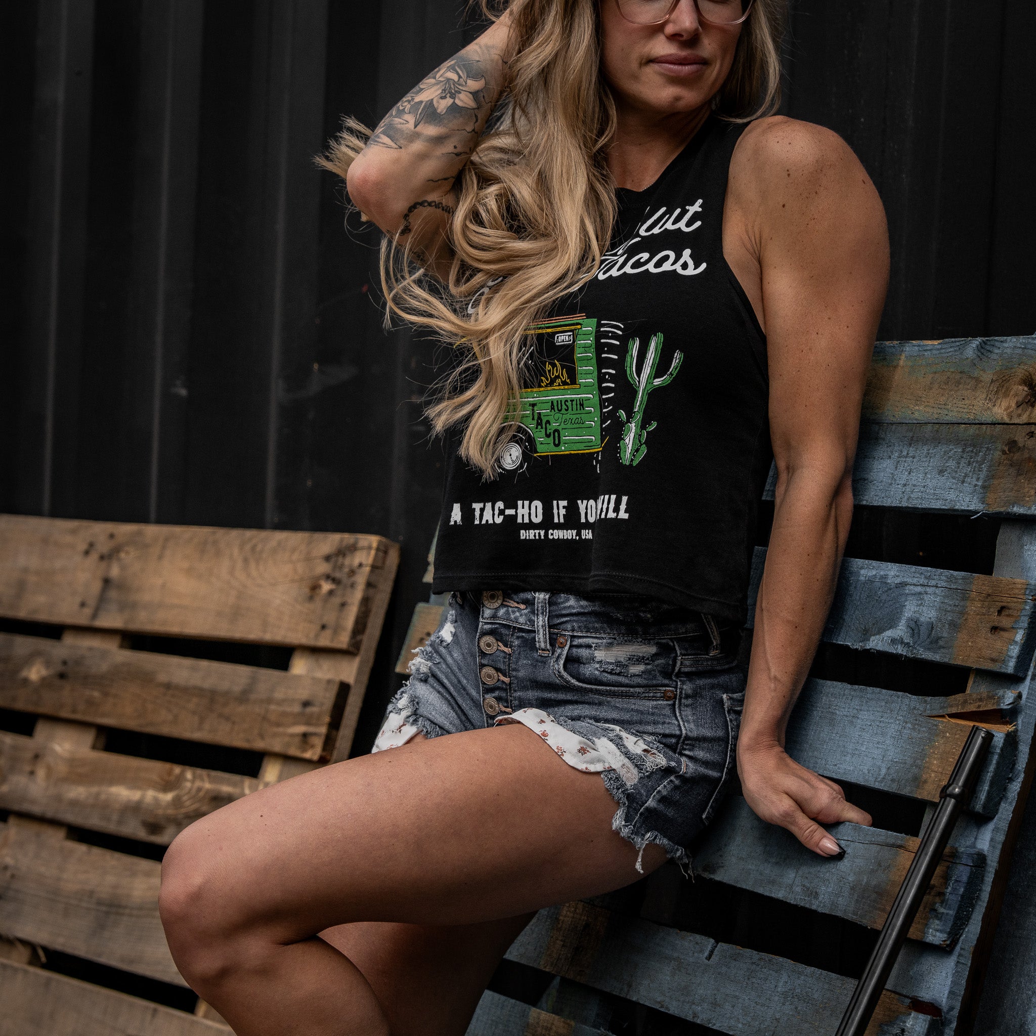 Slut For Taco's Women's Crop Tank - DIRTY COWBOY MFG #color_black