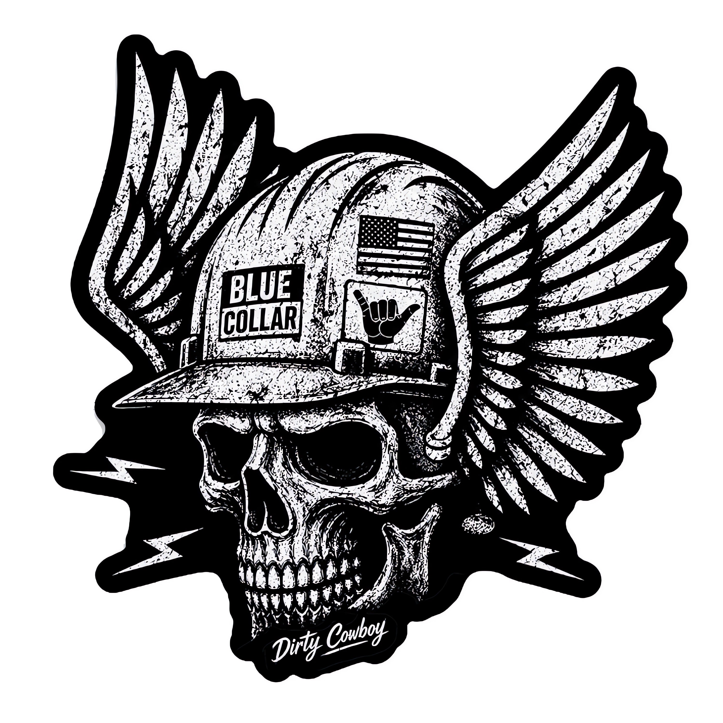 Blue Collar Skull Decal