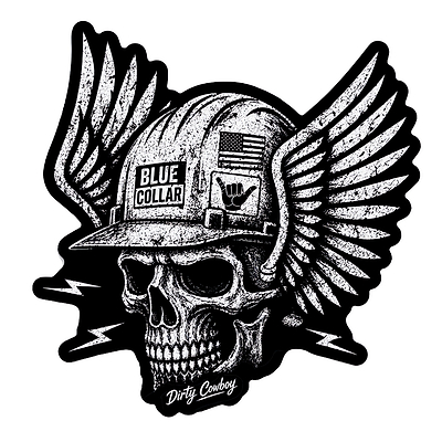 Blue Collar Skull Decal