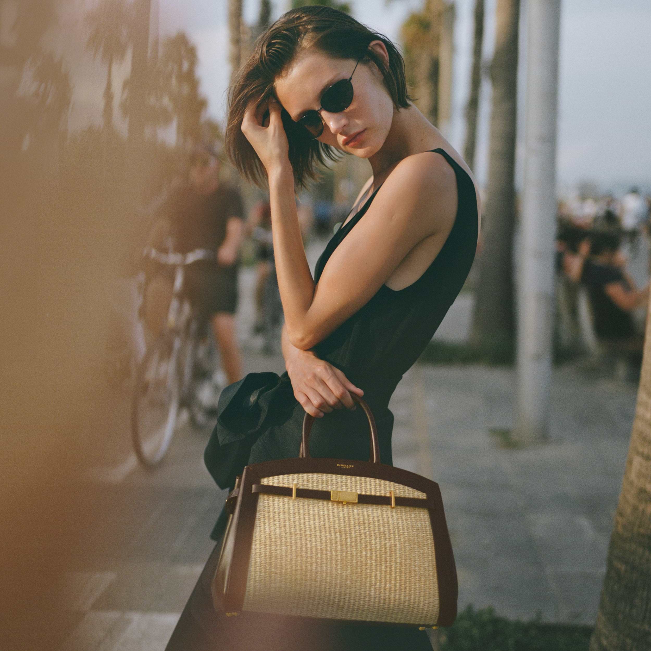 The Midi Hudson | Warm Raffia & Mocha Smooth | DeMellier