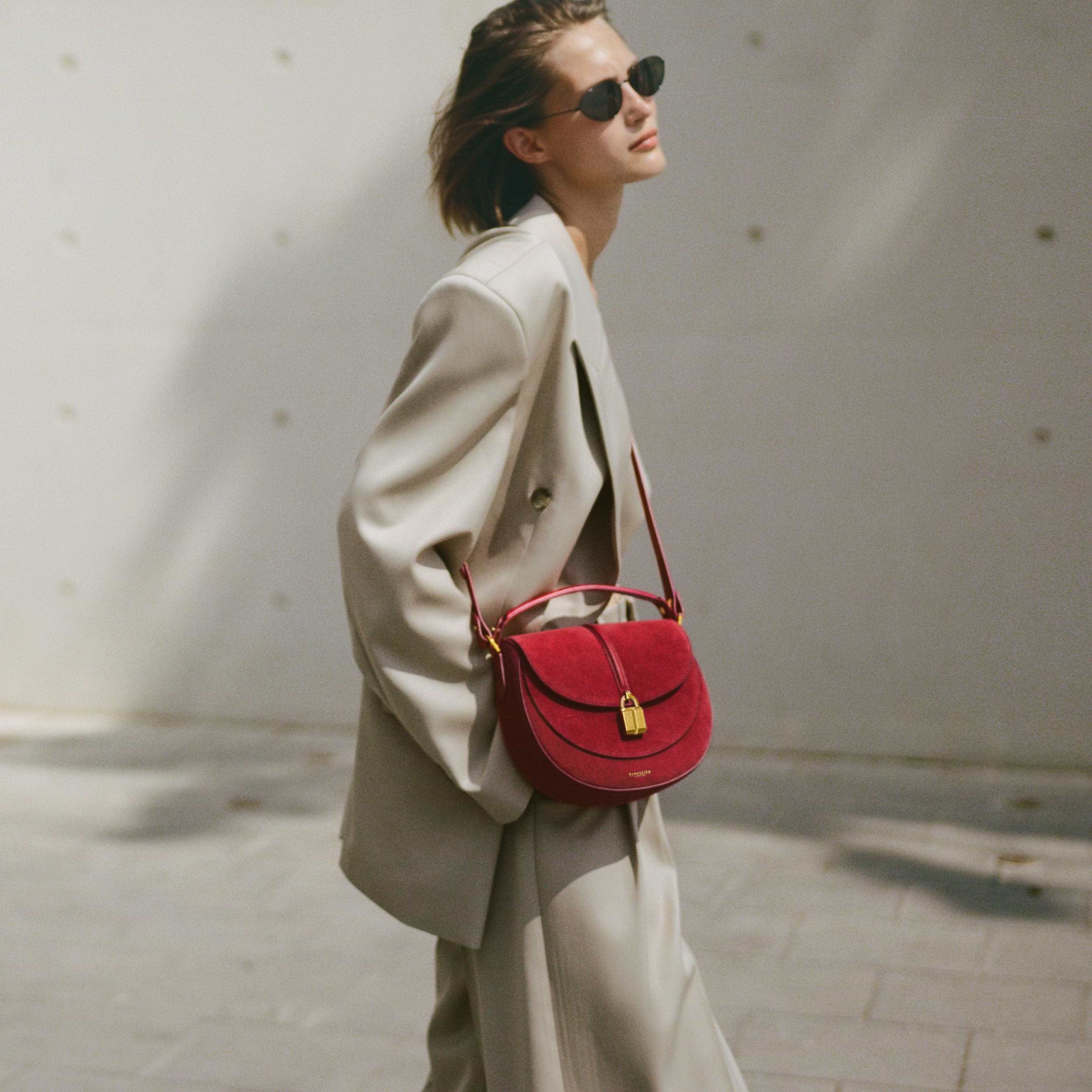 The Siena Saddle | Berry Red Suede | DeMellier