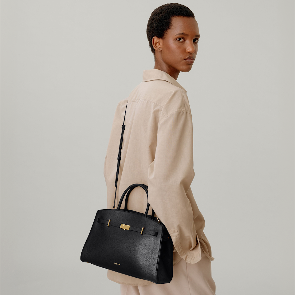 The Midi Hudson | Black Small Grain | DeMellier
