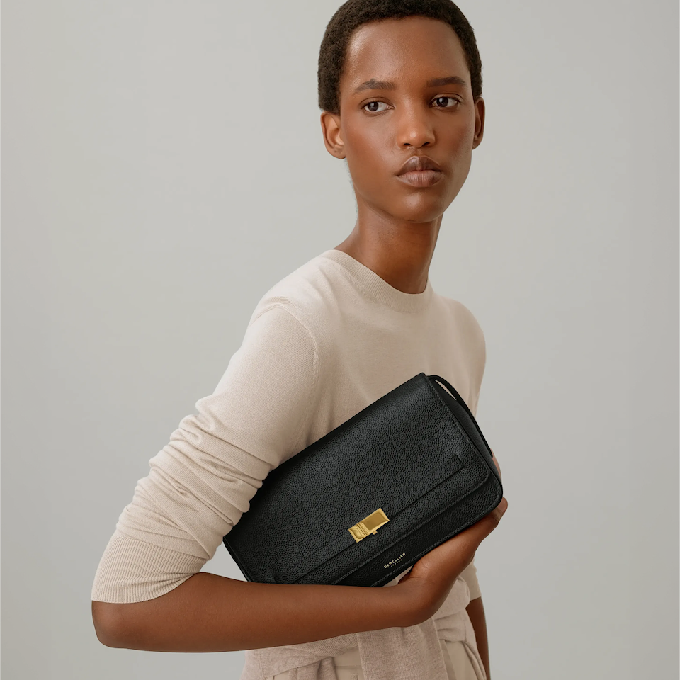 The New York Crossbody | Dark Taupe Small Grain | DeMellier