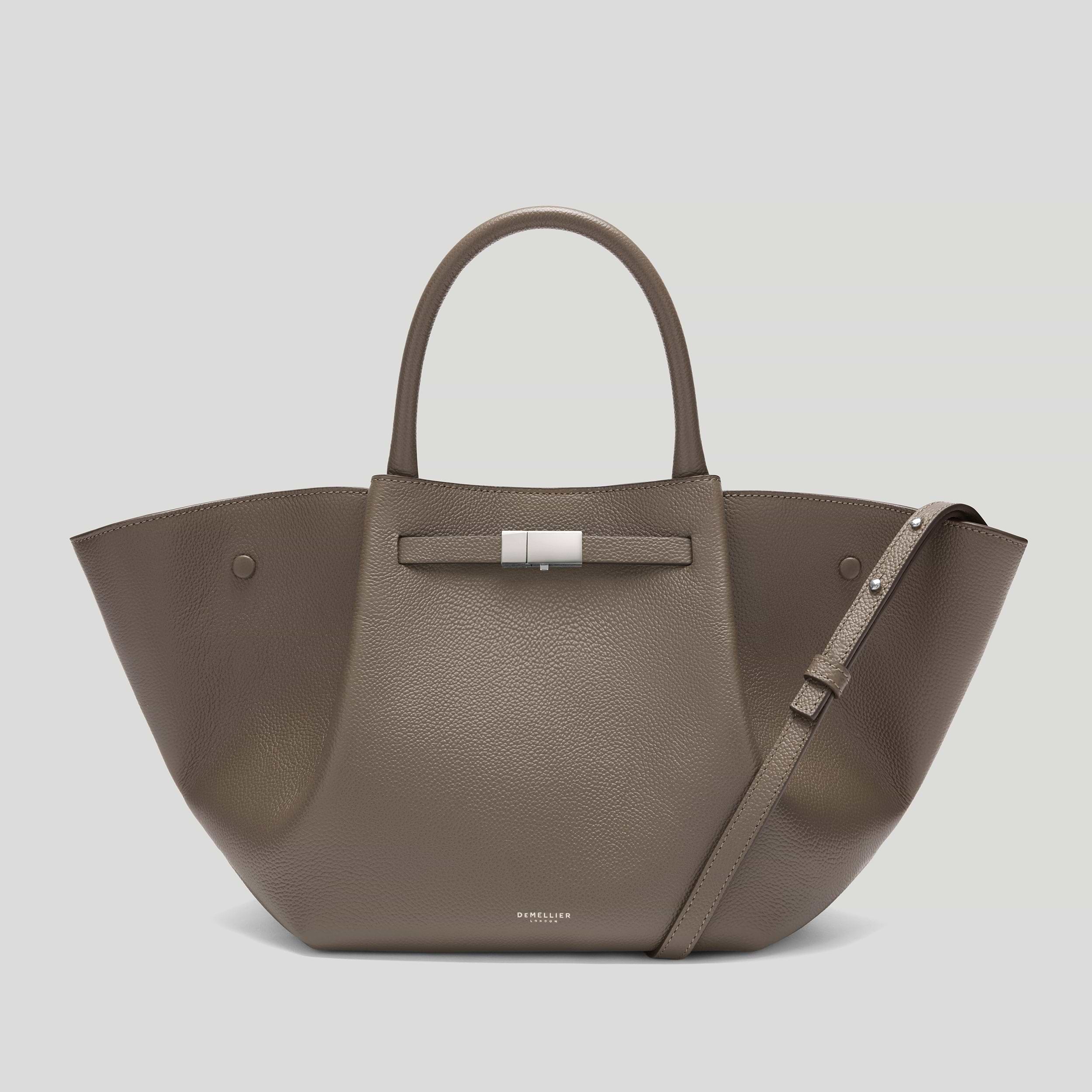The Midi New York | Dark Taupe Small Grain | DeMellier