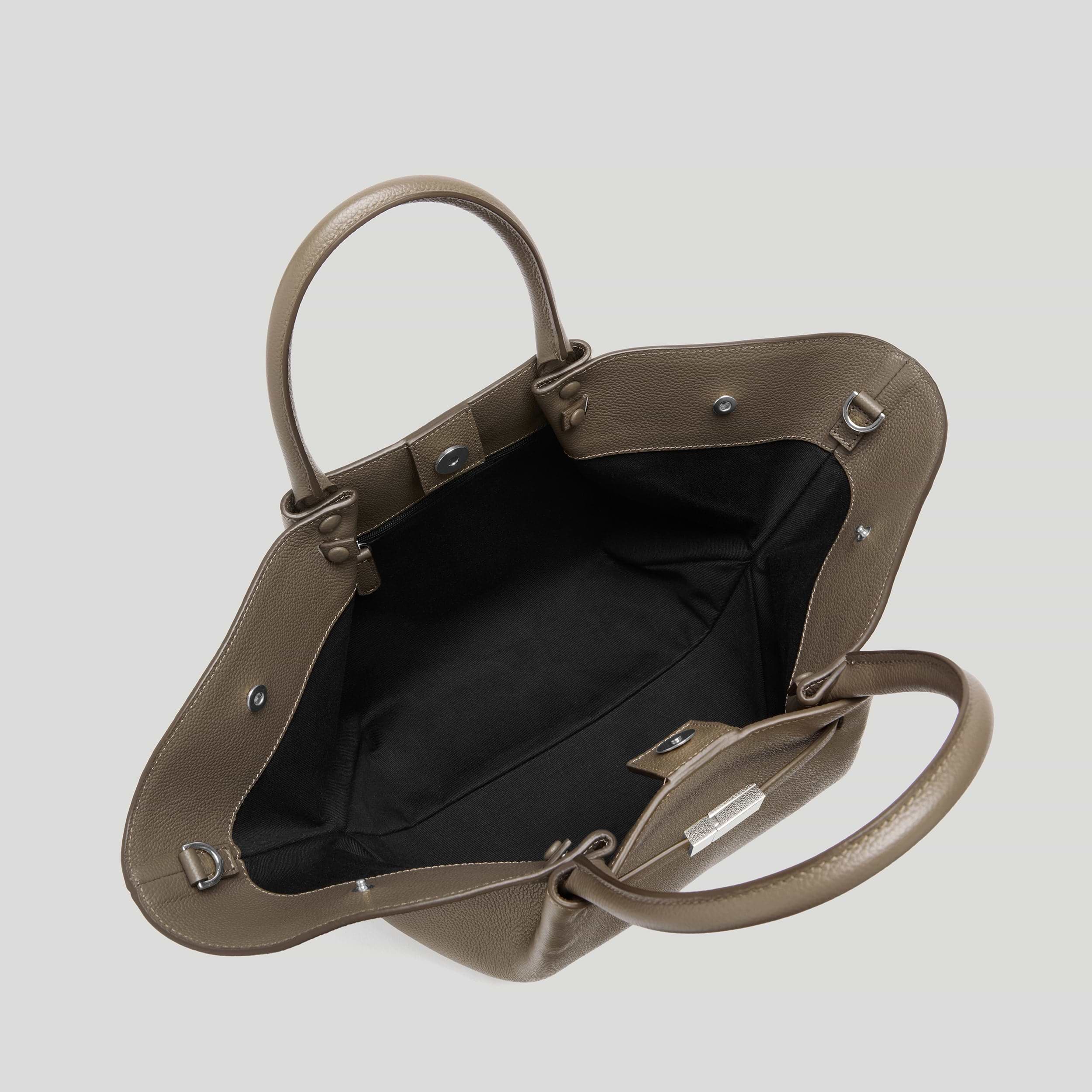 The Midi New York | Dark Taupe Small Grain | DeMellier