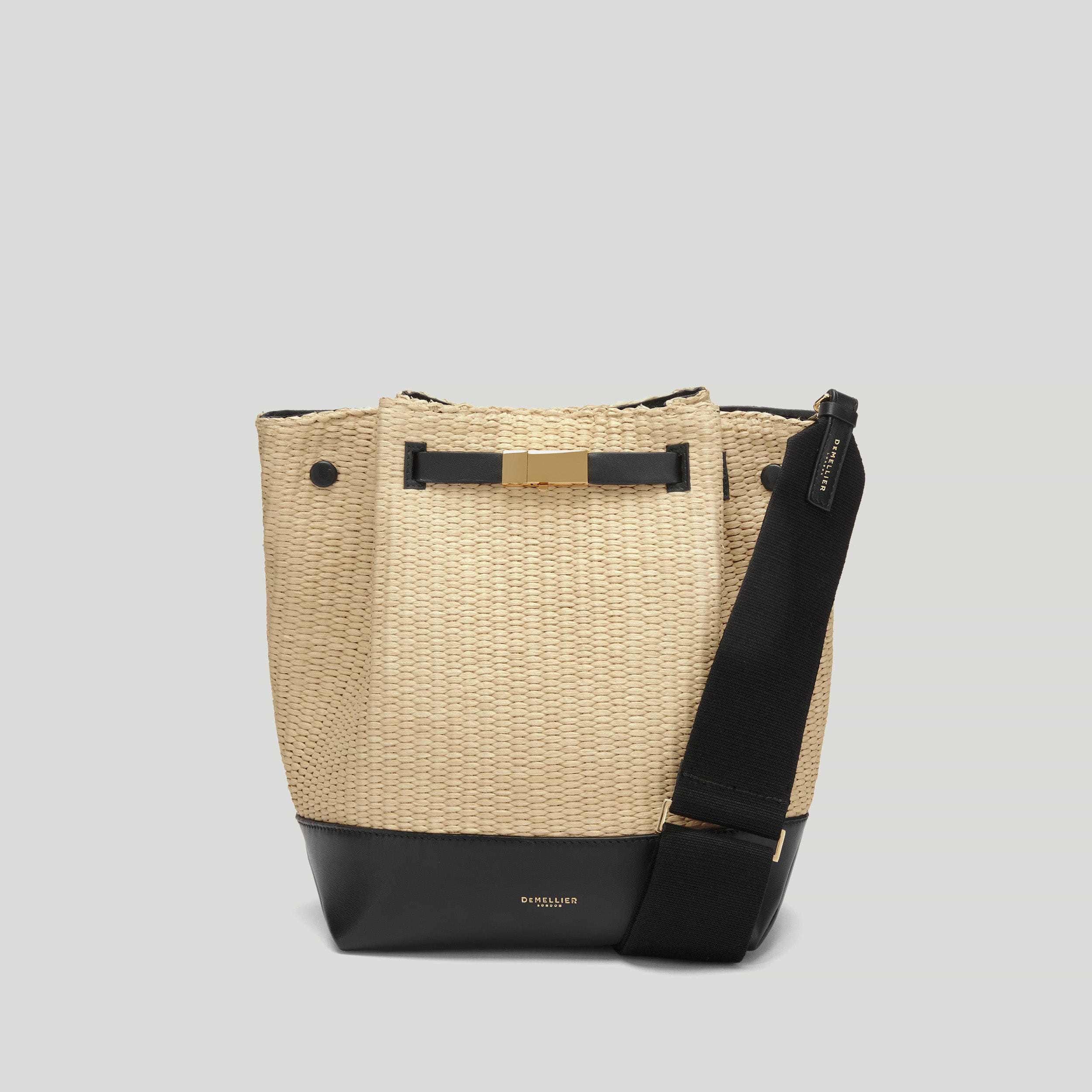The New York Bucket | Natural Raffia Black Smooth | DeMellier