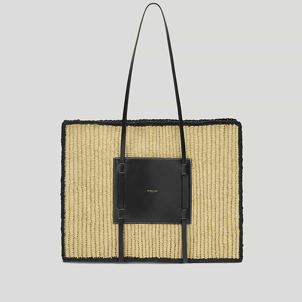 The Large Capri Natural Raffia Black Smooth 1_68f607f6 34b2 4670 917b 32b912172181