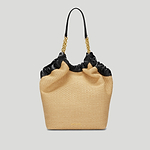 The Miami shoulder bag warm raffia black smooth 1
