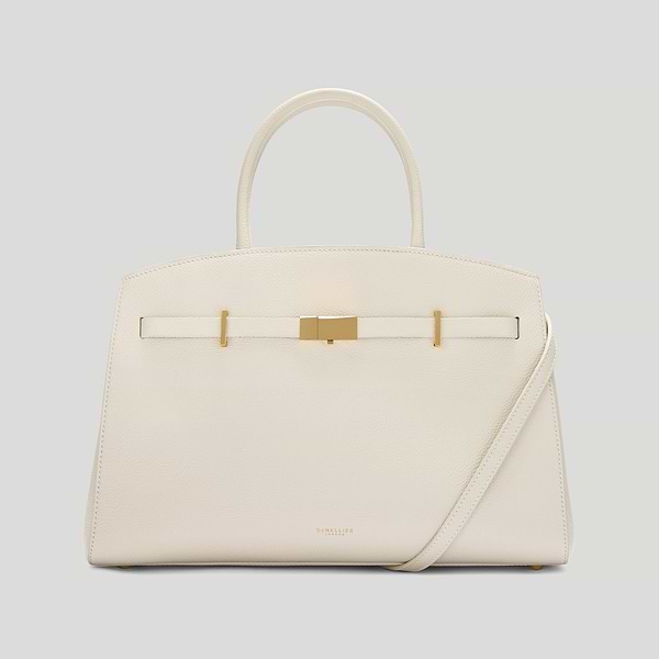 The Midi Hudson crossbody top handle bag chalk small grain 1