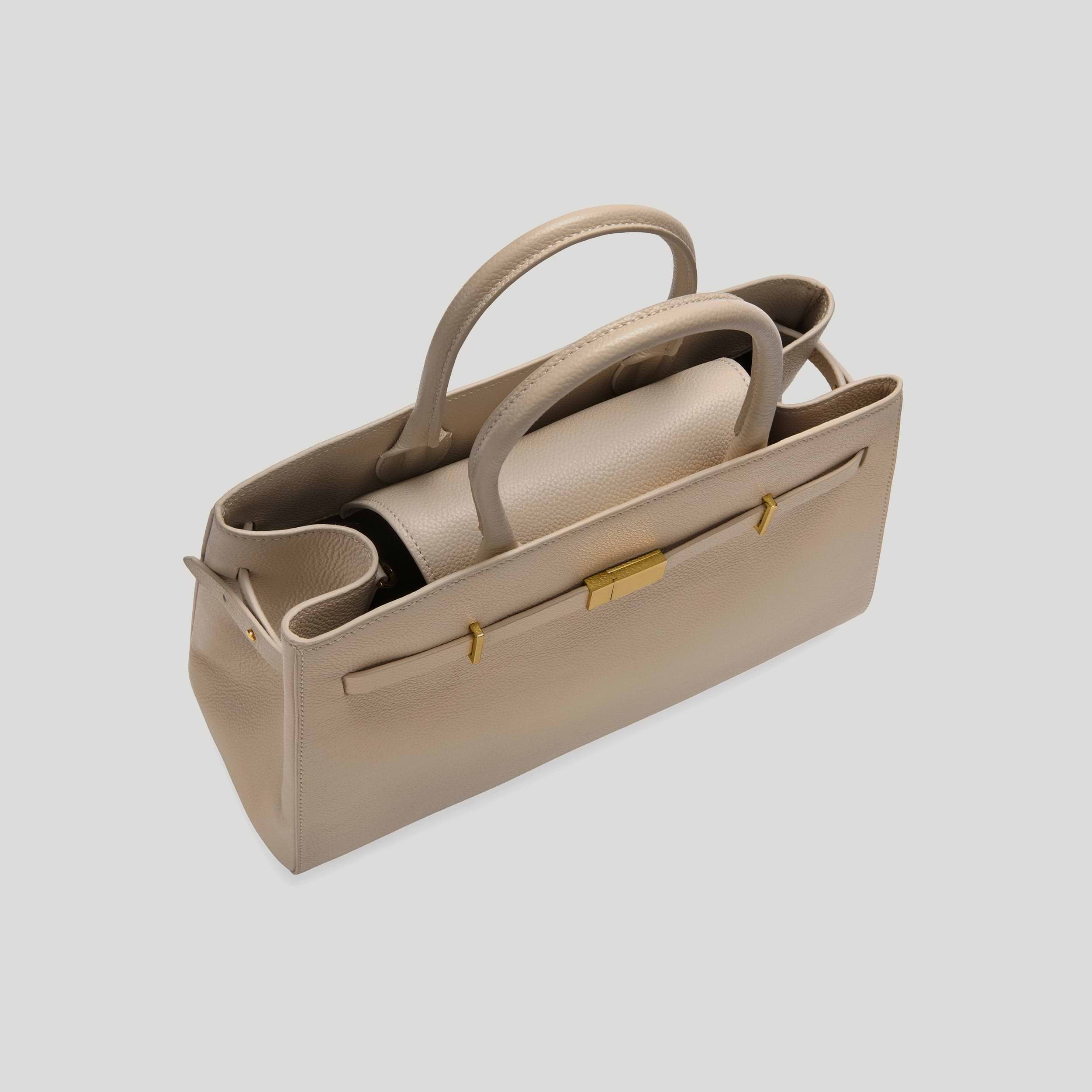 バッグ DEMELLIER LONDON The Midi Hudson The Midi Hudson | Light Taupe Small Grain | DeMellier