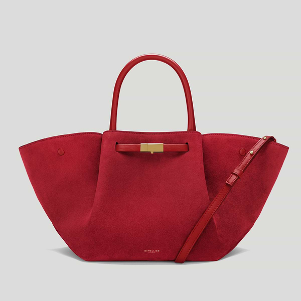 The Midi New York crossbody bag berry red suede 1