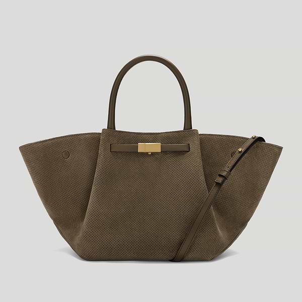 The Midi New York crossbody bag deep khaki perforated suede 1