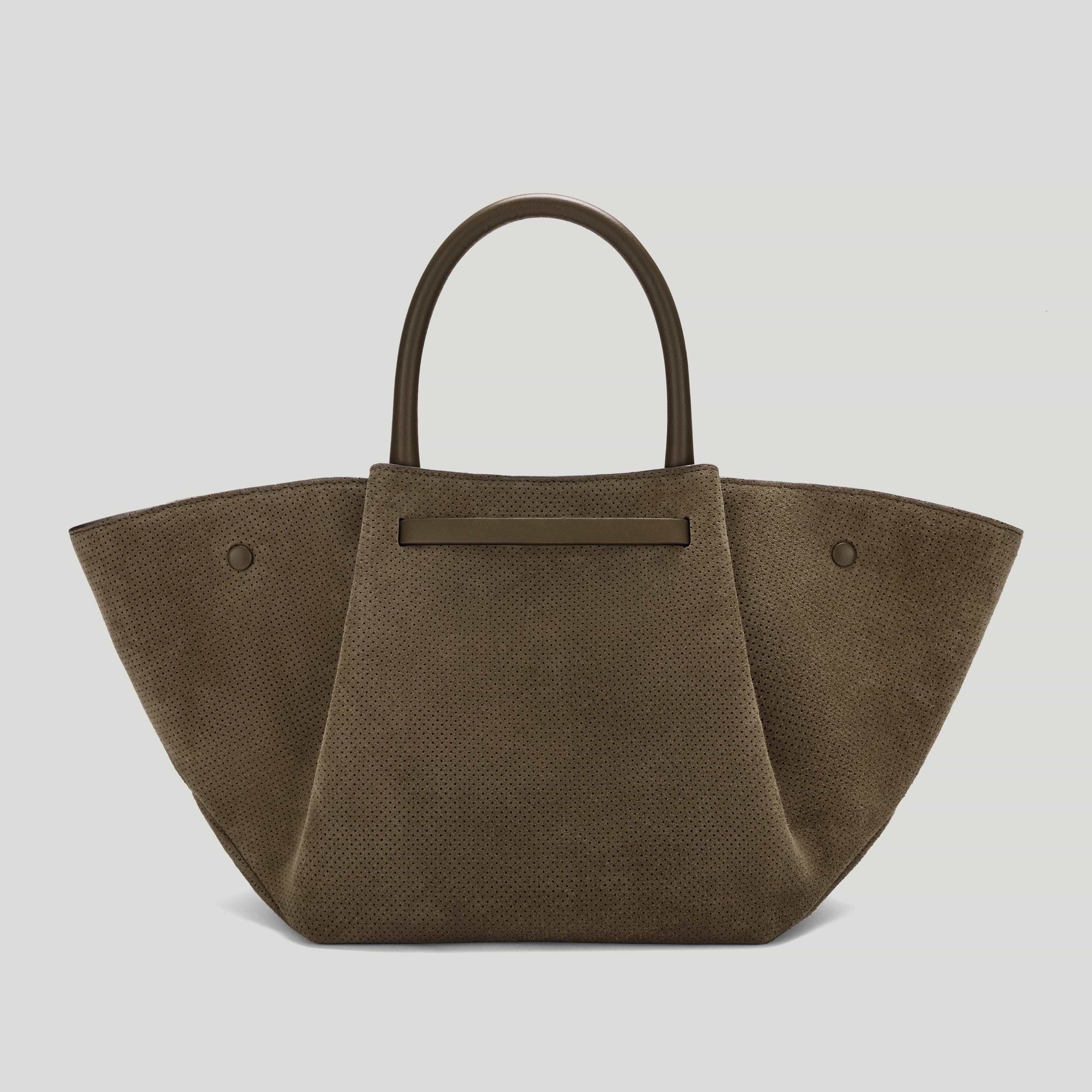 The Midi New York | Deep Khaki Perforated Suede | DeMellier