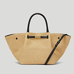 The Midi New York crossbody bag warm raffia black smooth 1