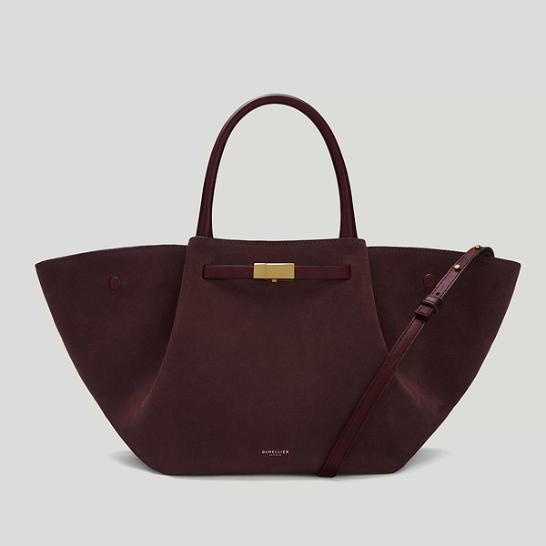 The Midi New York shoulder bag burgundy suede burgundy smooth 1