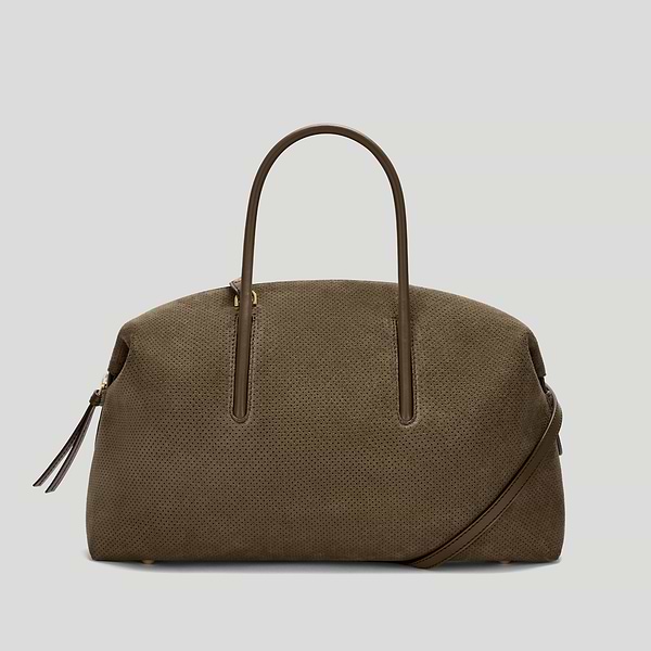 The Midi stockholm crossbody bag deep khaki perforated suede 1