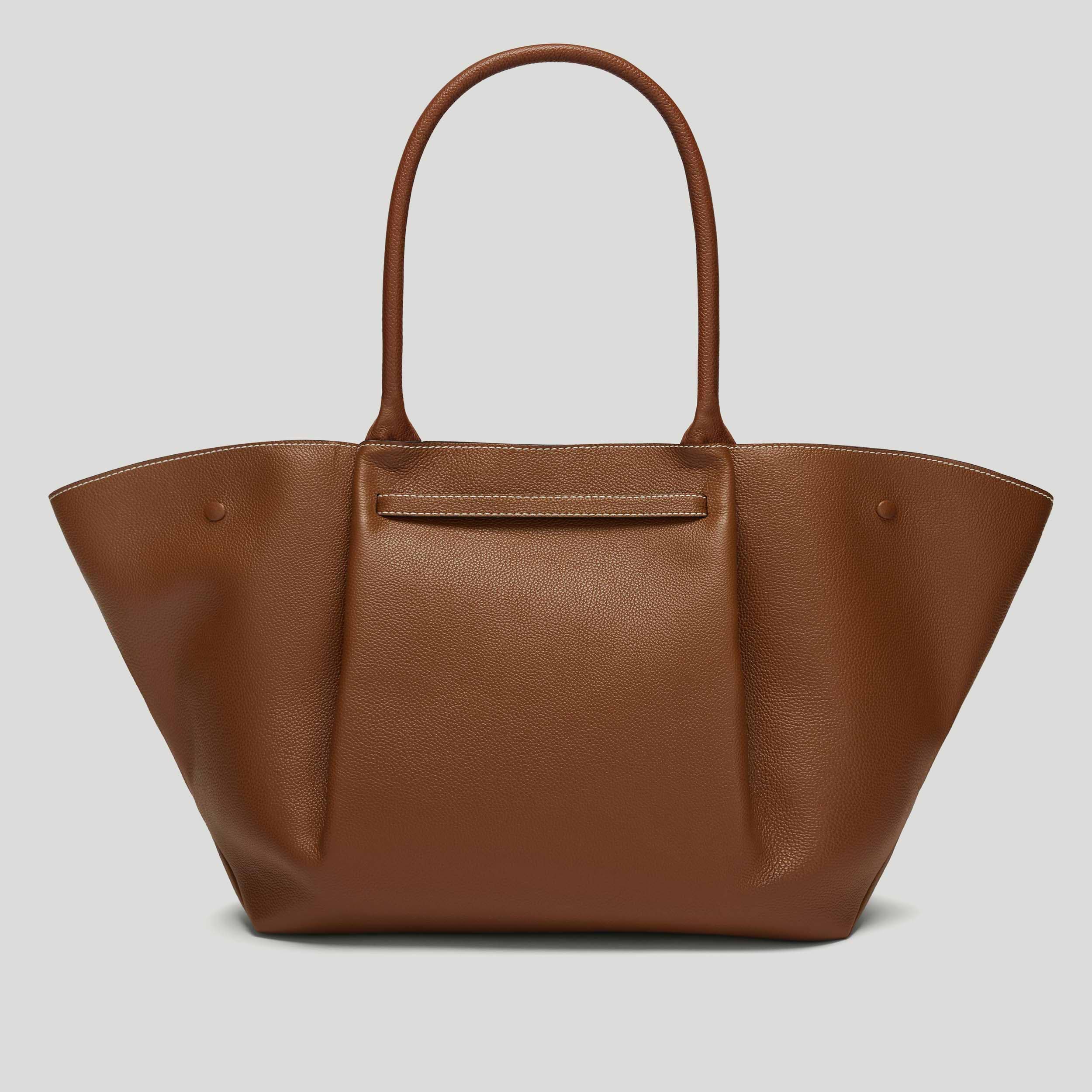 The New York | Tan Small Grain Ecru Stitching | DeMellier