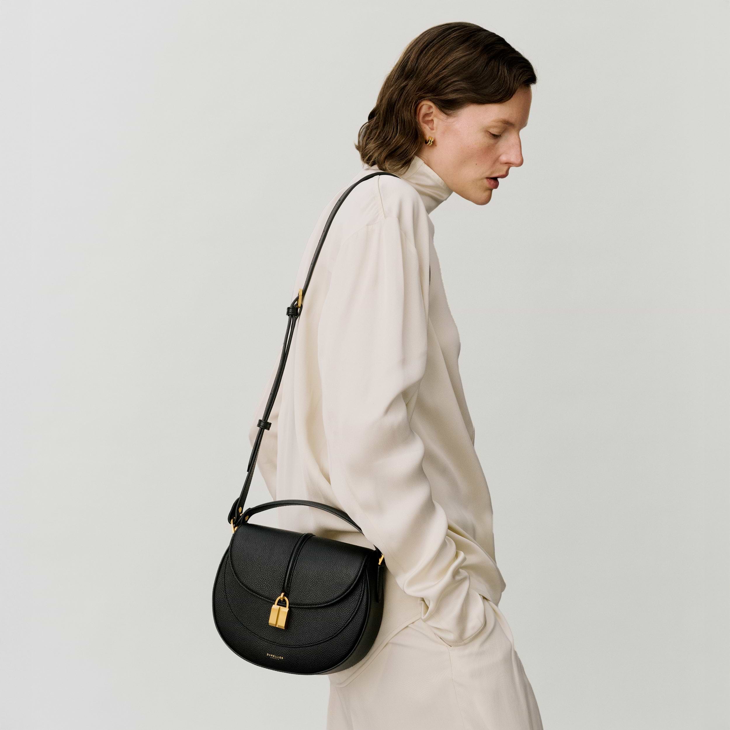The Siena Saddle | Light Taupe Small Grain | DeMellier