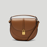 The Siena saddle crossbody bag tan small grain 1