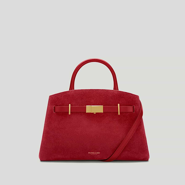The Small Hudson crossbody bag berry red suede 1