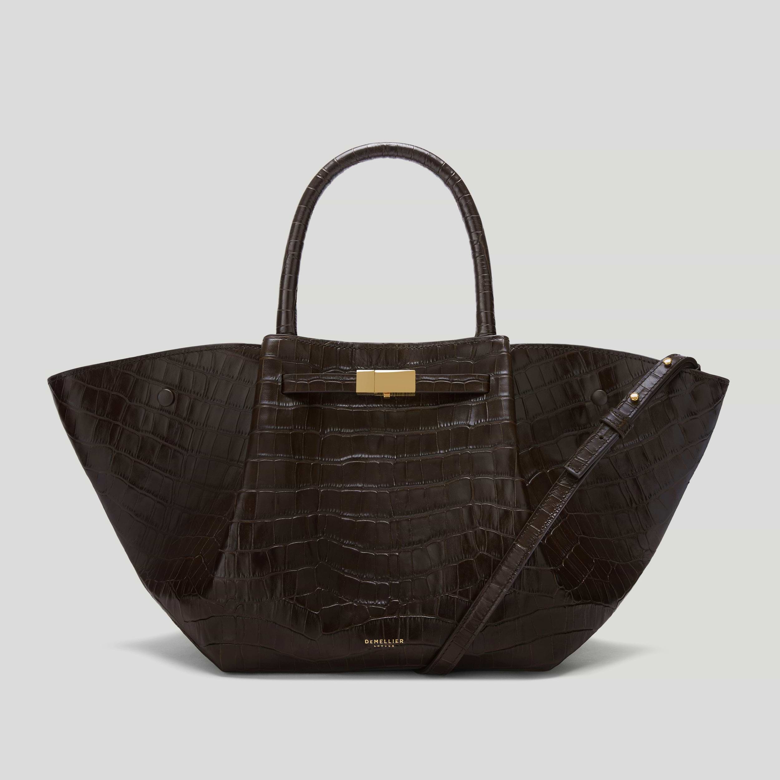 The Midi New York | Dark Chocolate Croc-Effect | DeMellier