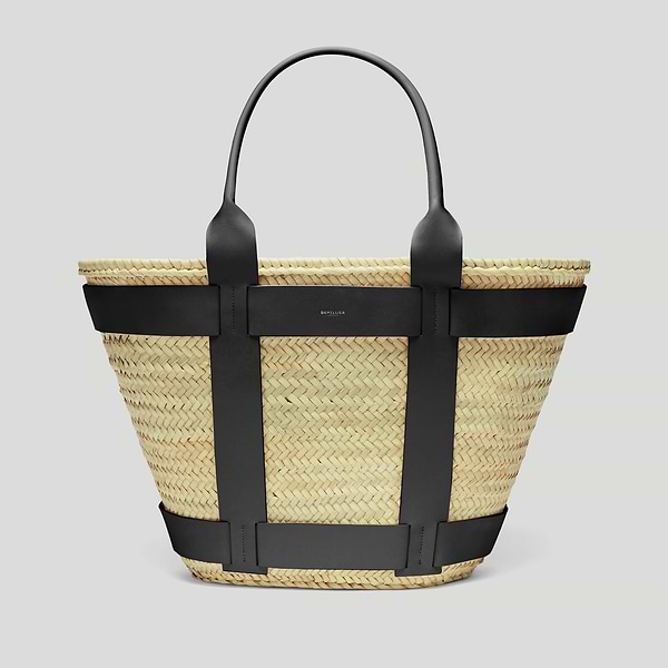 the maxi santorini basket natural raffia black smooth 1