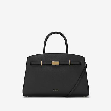 the midi hudson crossbody top handle bag black small grain 1