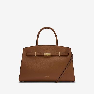 the midi hudson crossbody top handle bag tan small grain 1
