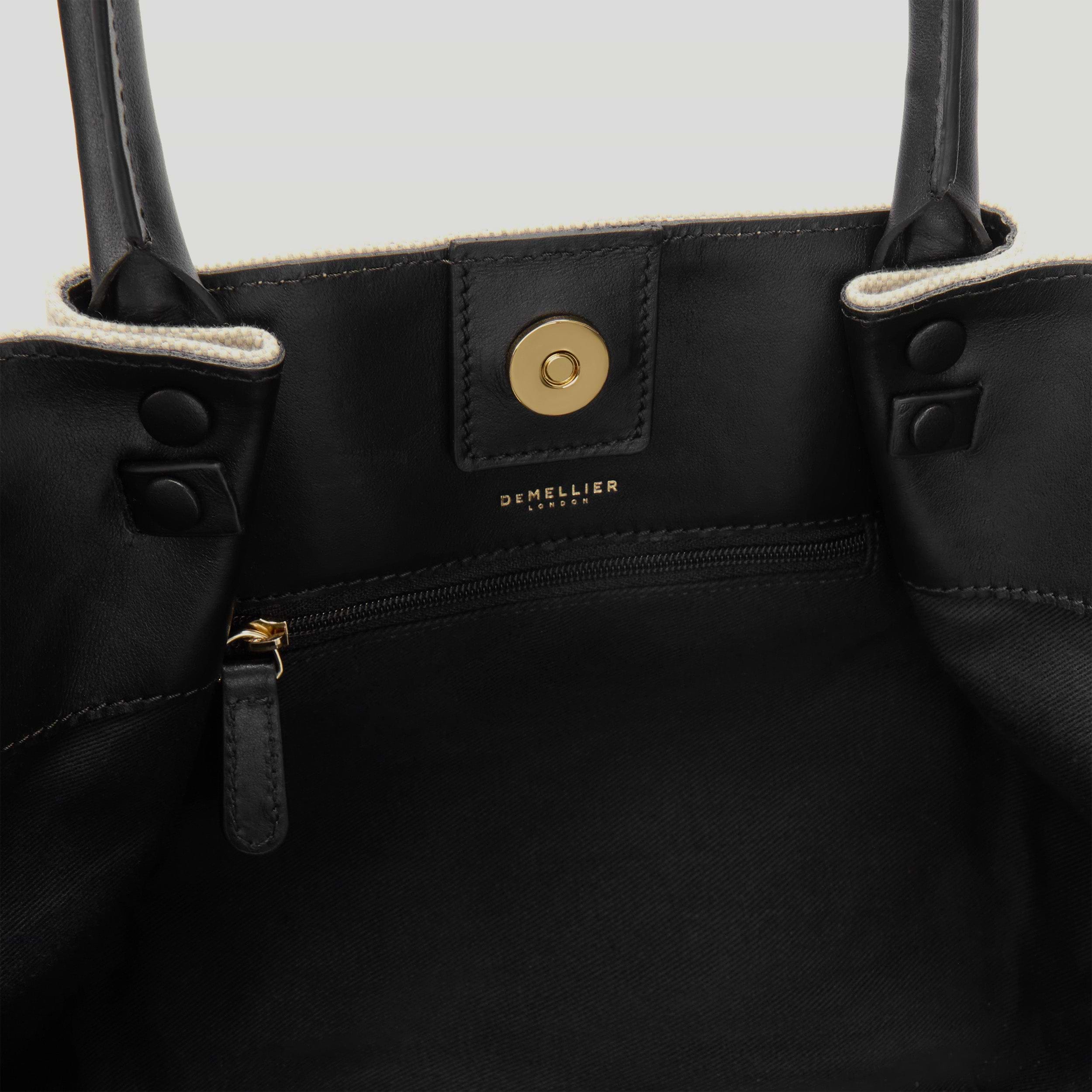 The Midi New York | Salt Pepper Canvas Black Smooth | DeMellier