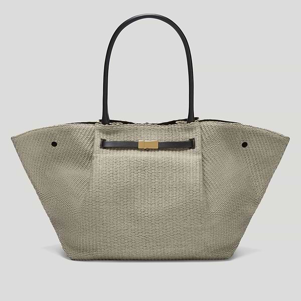 the new york long handles shoulder bag deep taupe raffia black smooth 1_7d6af6ae 3428 4d26 a4a6 b48267650ffb