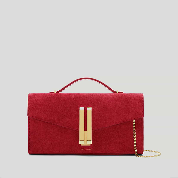 the vancouver clutch Berry Red suede bag 1