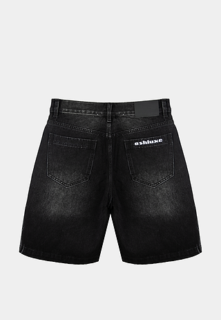 Ashluxe  Flame Denim Shorts Black White