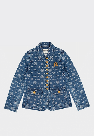 Ashluxe Paradise Pattern Female Denim Jacket Blue