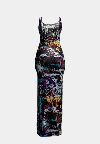 Ashluxe Wall Graffiti Dress Black