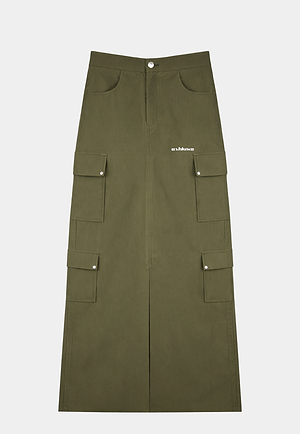Ashluxe Cargo Maxi Skirt Olive