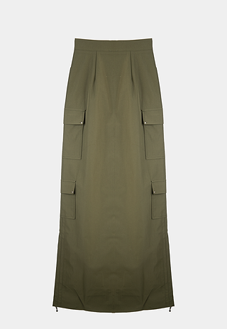Ashluxe Cargo Maxi Skirt Olive