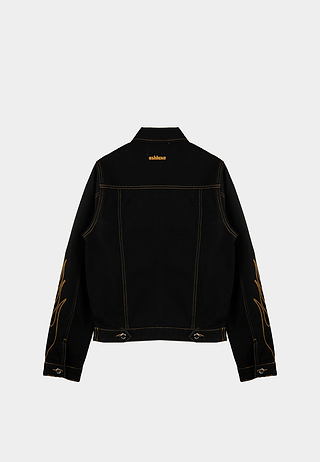 Ashluxe Flame Embroidered Denim Jacket Black