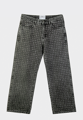 Ashluxe Relaxed Swarovski Denim Pant Black