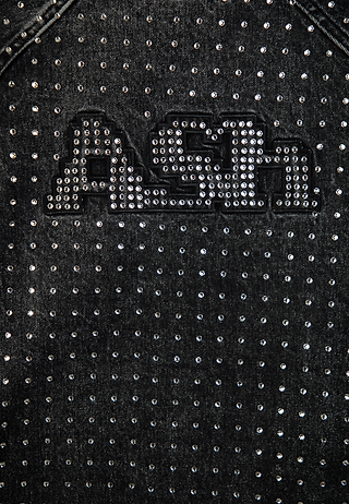 Ashluxe Relaxed Swarovski Denim Shirt Black