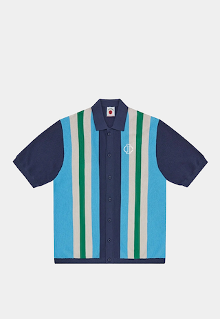 BBC Collared Knitted Polo Shirt Navy