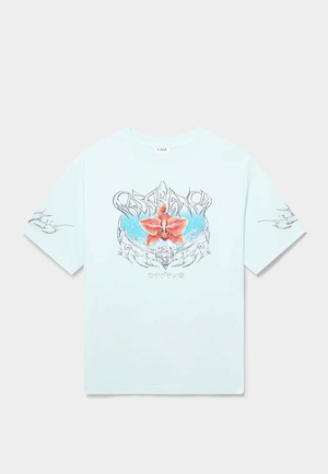 Casablanca Blades Printed Oversized T-Shirt Blue