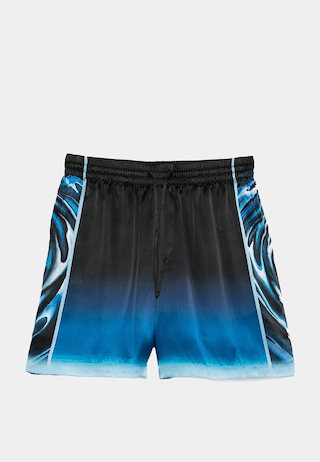 Casablanca Warped Logo Ripple Silk Shorts Blue