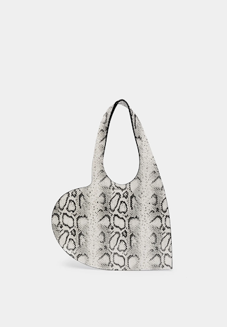 Coperni Snake Print Mini Heart Tote Bag White-Grey