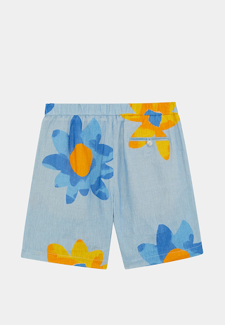 Frescobol Felipe JB Linen Short Print - Booth Blue & Booth Yellow