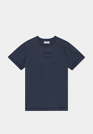 Ganni Thin Jersey Relaxed O-Neck T-Shirt 683 - Sky Captain