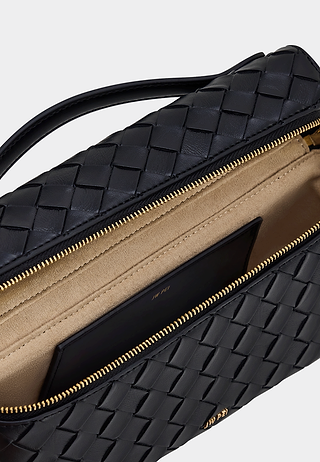 JW Pei Thea Weave Texture Top Handle Bag Black